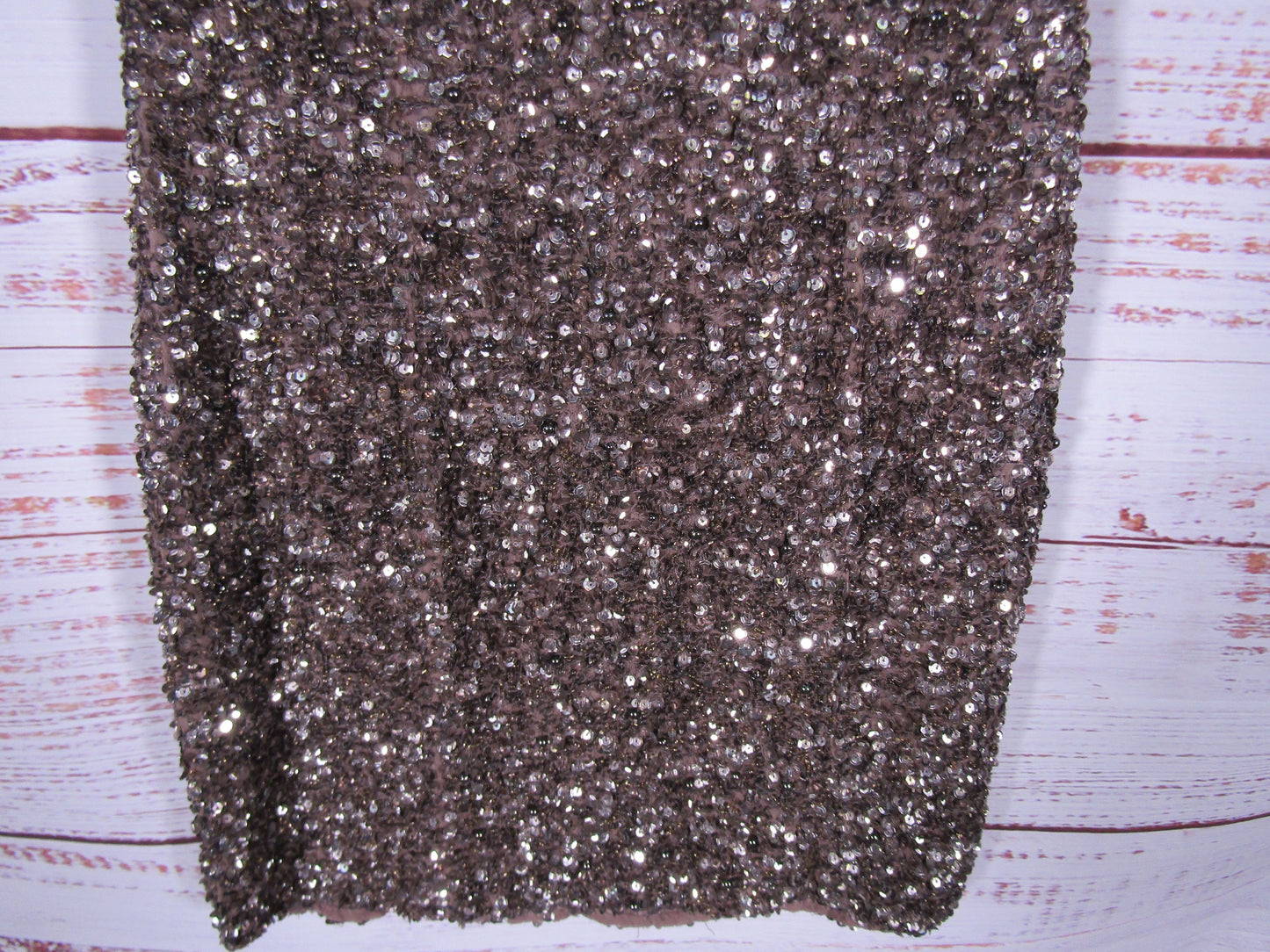 Parker Serena Women's Bronze Tone Sequin Mini Dress Size S