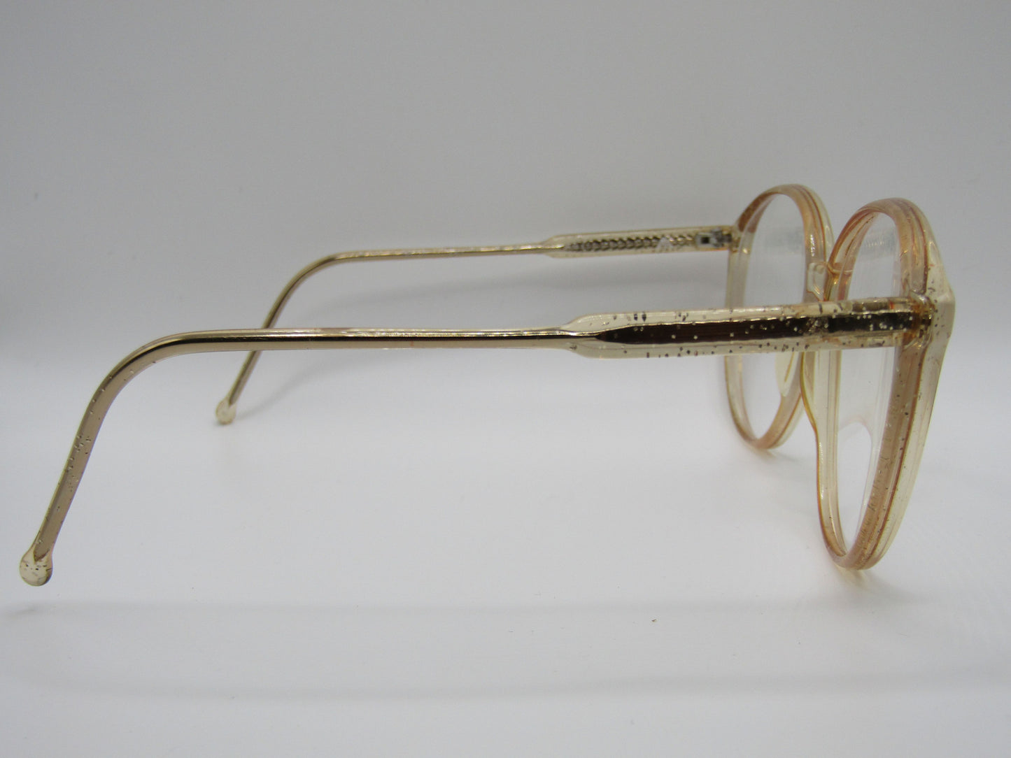 Vintage Revue Women's Gold Speckle Round Eyeglasses Frame Made in Italy