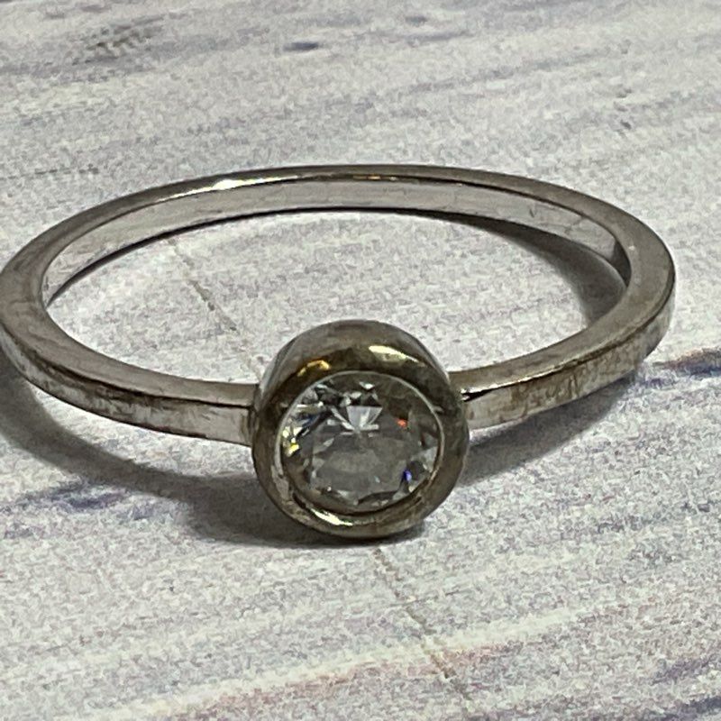 Set of 2 Sterling Silver Rhinestone SZ 7.75 & 10.75 Rings- 5.30g