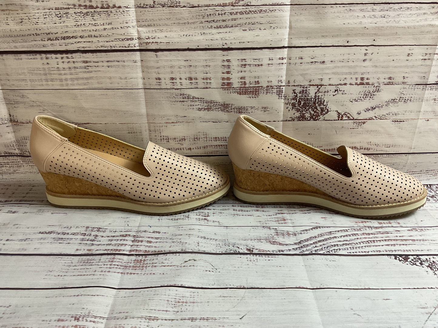 Adrienne Vittadini Sport Beige Pump Cork Wedge Loafer 10.5
