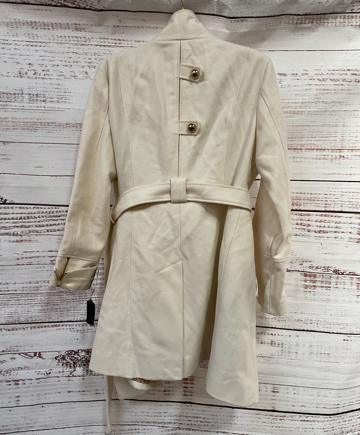Guess Women's Ivory Wool Blend Asymmetrical Coat Jacket Size XL