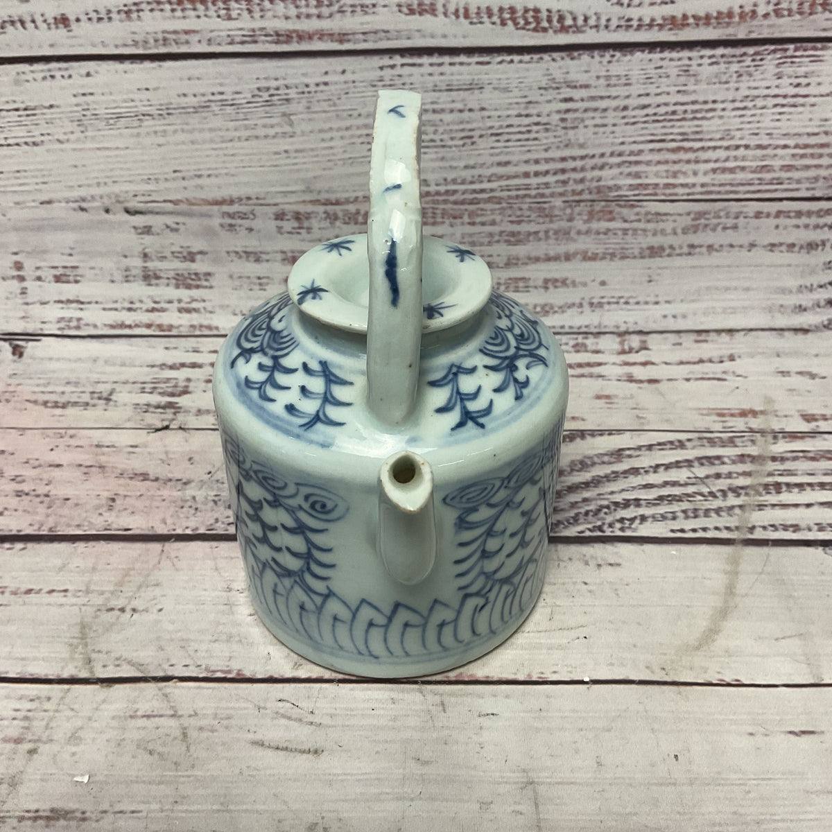 Chinese Blue White Lotus Flower Design Ceramic Porcelain Tea Pot 5"x3"x5.5"