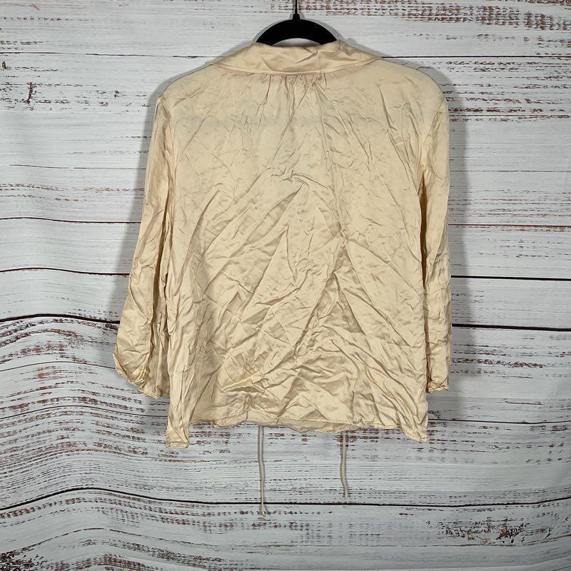 Staud Ivory Wide Collar V Neck Flowy Pirate Blouse - Size L