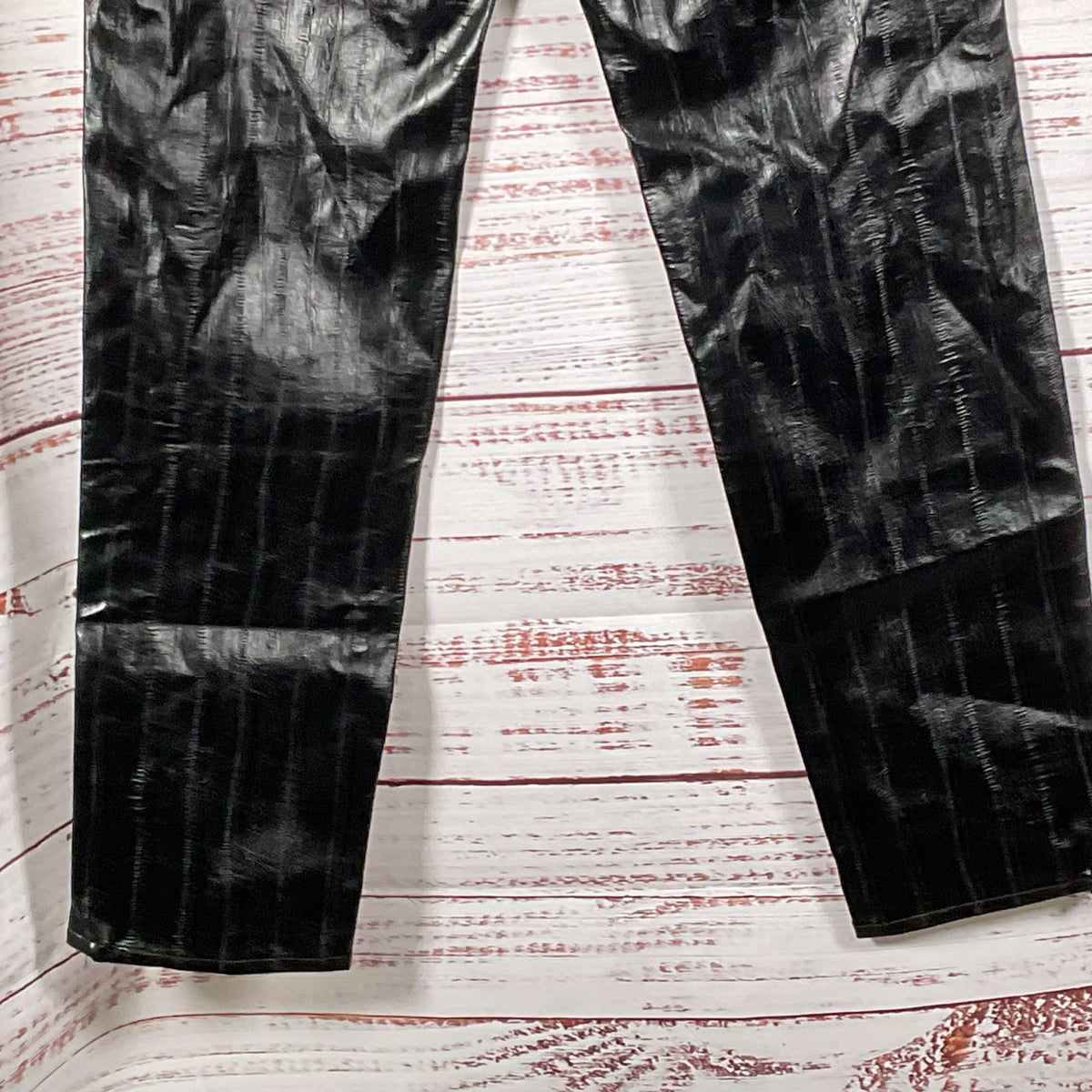 GOOD AMERICAN Women's Black Faux Textured Leather Pants- SZ 8/29