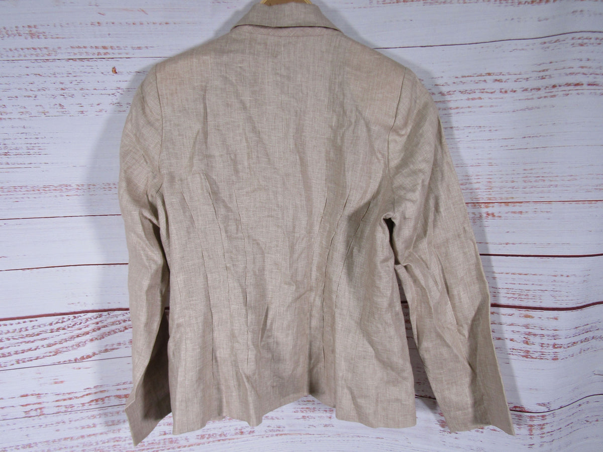 Anne Fontaine Women's Beige Linen Blazer Jacket Size 42