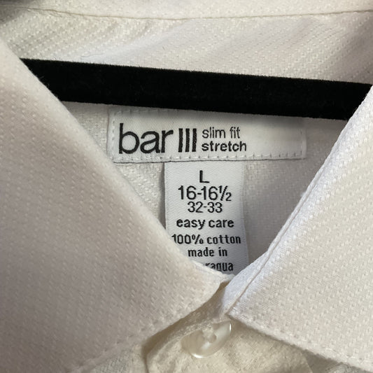 Bar III White Jacquard Long Sleeve Button Up Shirt - Size L / 16-16.5 / 32-33
