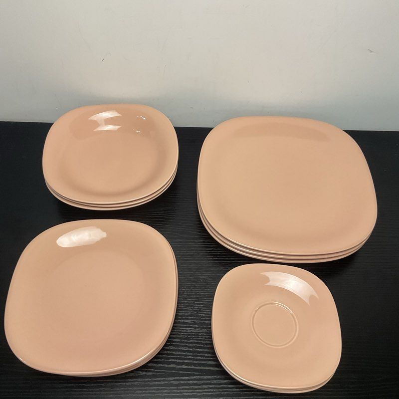 Mikasa Cf200 Salmon Peach Color Plate Bowl Set 13 Pieces Dinner 10" 8" 6"