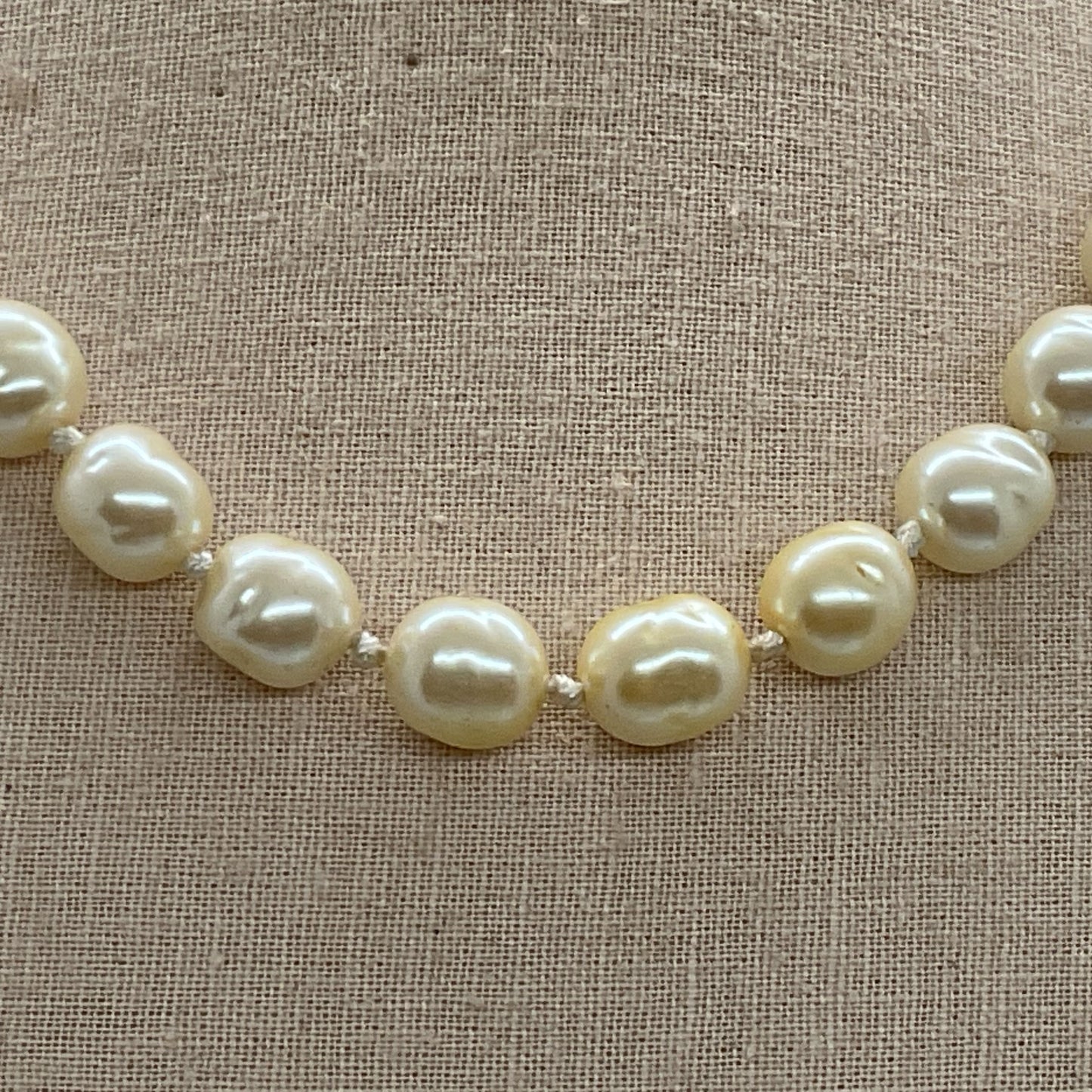 VTG. CAROLEE Sterling Silver & Faux Pearl Necklace- 17"