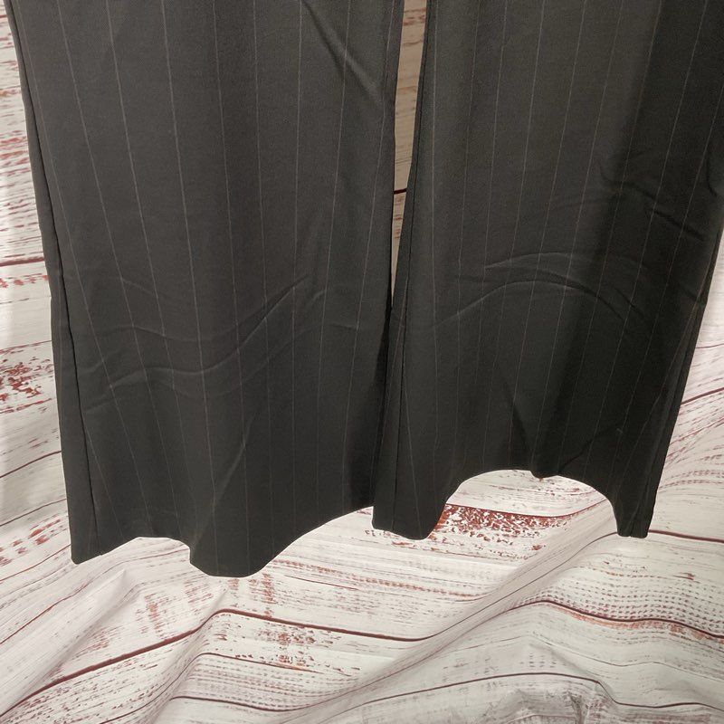 Salt Murphy Axel Black & Brown Pinstripe Wide Leg Trouser Pants - Size 28