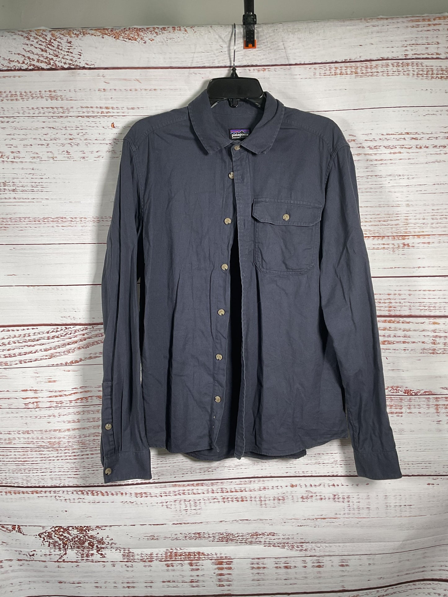 Patagonia Dark Blue Button Up Cotton Long Sleeve - Size M