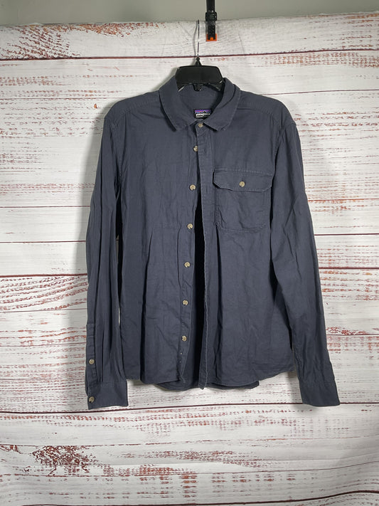 Patagonia Dark Blue Button Up Cotton Long Sleeve - Size M