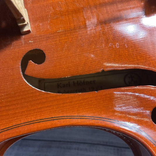 VTG 1981 Karl Hofner Bubenreuth Violin Fiddle in Hard Case w/ 2 Damaged Bows