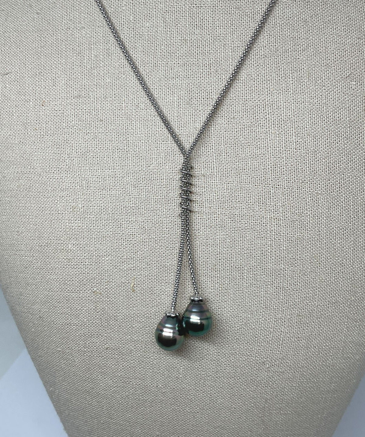 SAK Italy 14K White Gold Necklace with Two Cultured Pearls