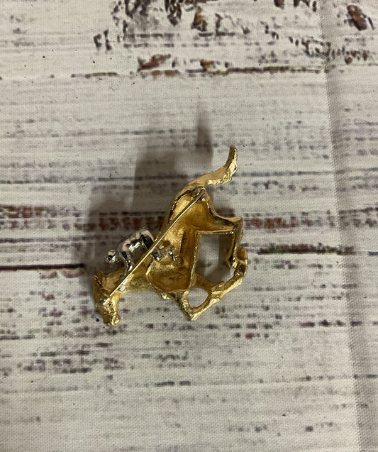 NAPIER Gold Tone Vintage Horse Jockey Brooch