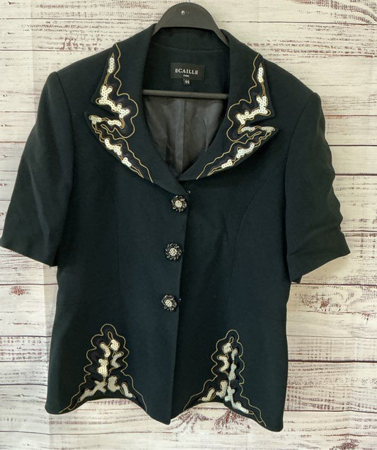 Women's Ecaille Paris Black Jacket with sequined detail & buttons Size 44/US12