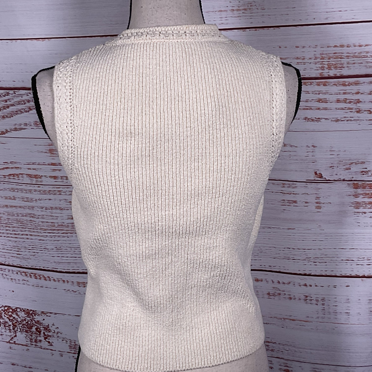 NWOT ZARA Women's Cream Knitted Button Up Sweater Vest- SZ S