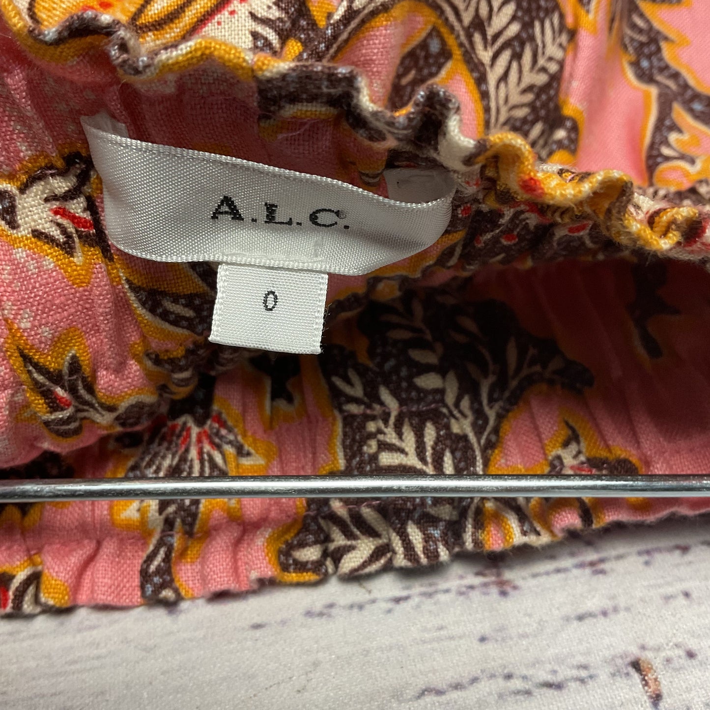 A.L.C. Henry Print Pink Floral Pattern Linen Pants - Size 0