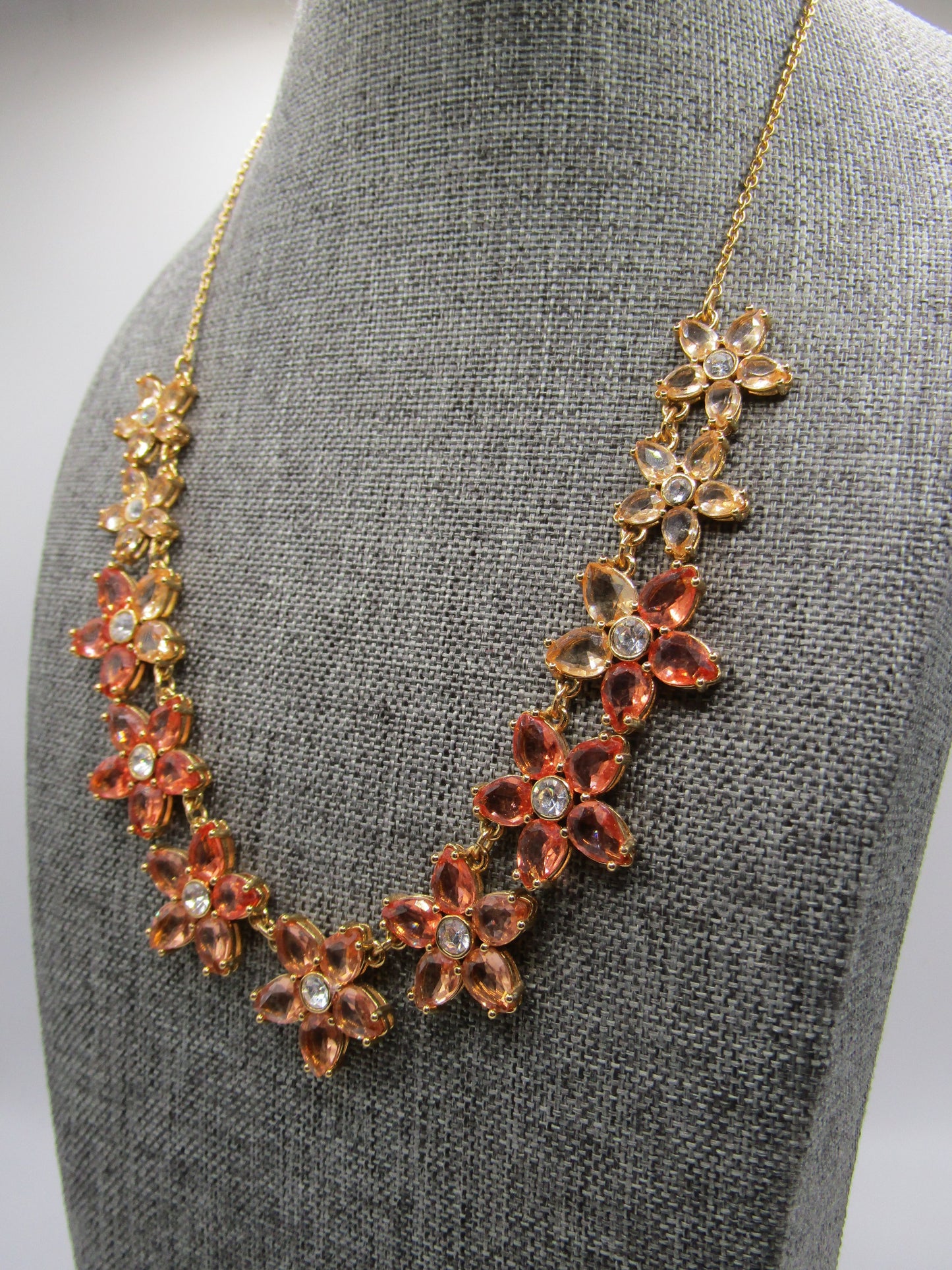 Kate Spade Bed of Roses Gold Plated Ombre Crystal Floral Necklace