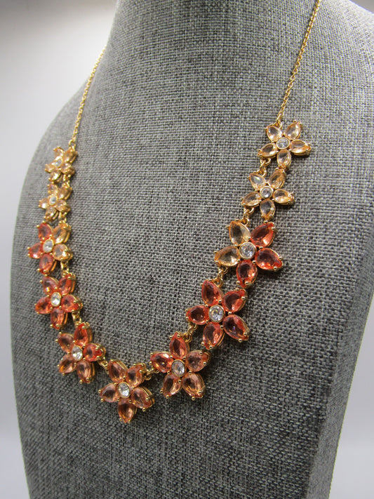 Kate Spade Bed of Roses Gold Plated Ombre Crystal Floral Necklace
