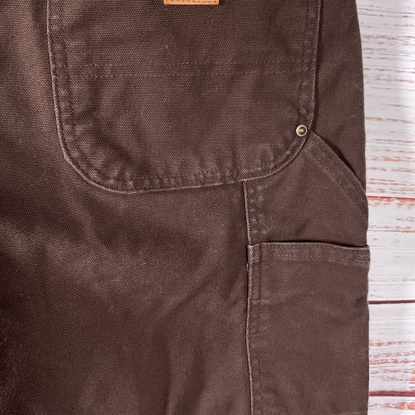 Carhartt Brown Double Front Dungaree Carpenter Pants - Size 36 x 32