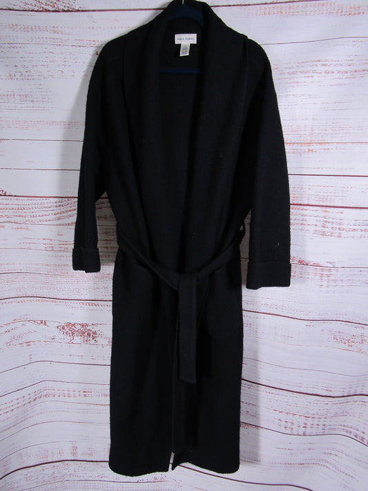 Vintage Rena Rowan Women's Black Wool Belted Coat Size M