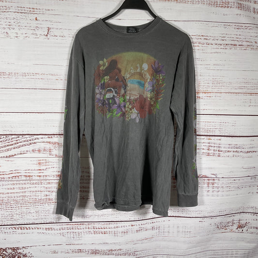 Stussy Grey Faded Hillshire Beach Hawaii Long Sleeve Sweat Shirt - Size M