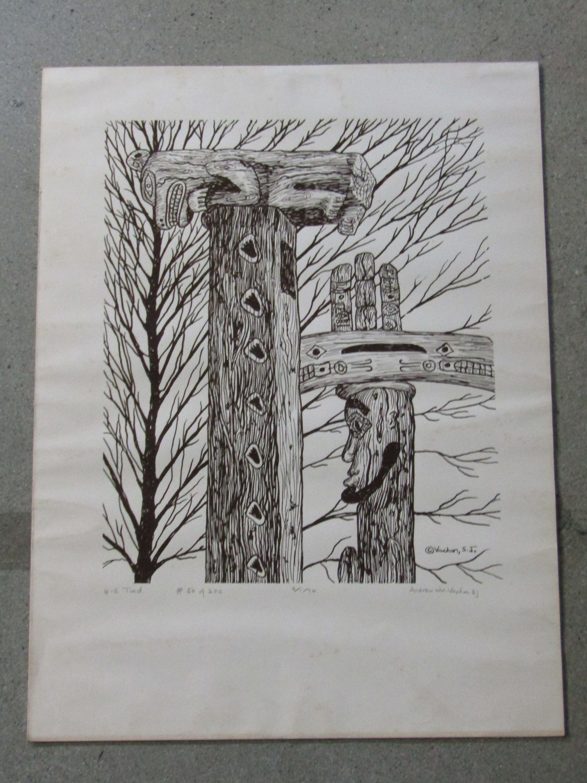Vintage 1974 Andrew William Vachon 4-5 Toed Pencil Signed Print 50 of 200