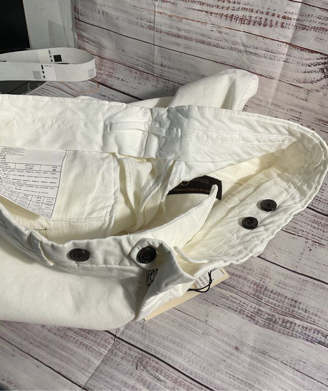 Suitsupply Tessuti Sondrio Cotton Stretch Dress Pants White Size 50 Men's