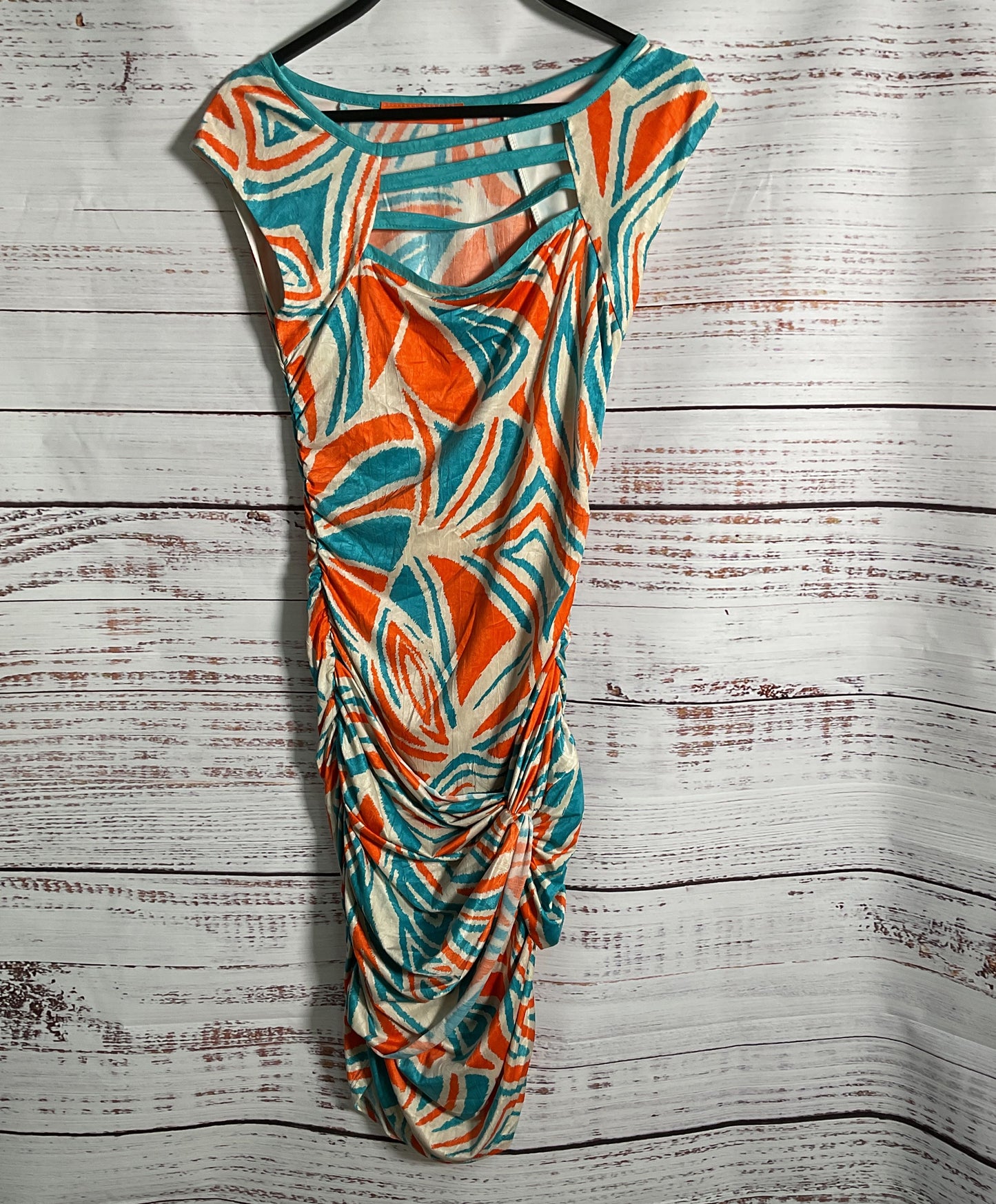 Women's Arancia Orange & Blue Print Dress Size M