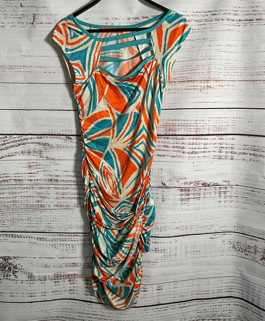 Women's Arancia Orange & Blue Print Dress Size M