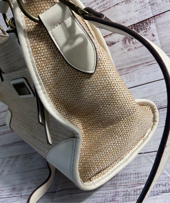 Frye & Co Beige Woven Satchel Shoulder Bag Women's