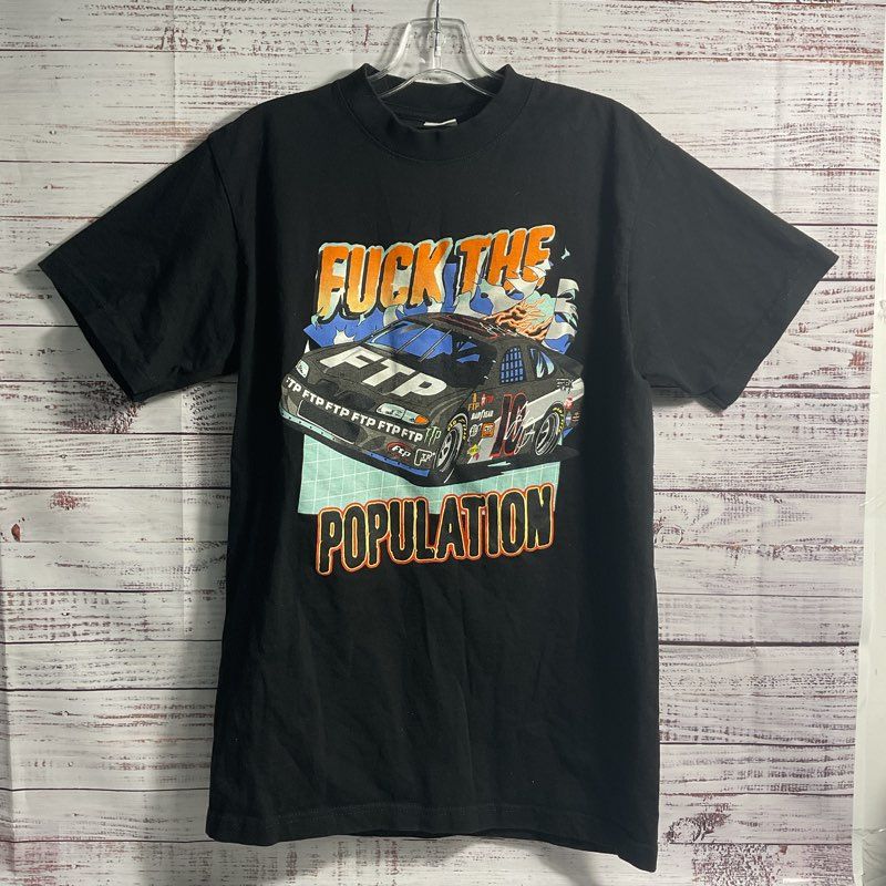 FTP Fuck the Population Black Nascar S/S Hypebeast Streetwear T-shirt - Size M