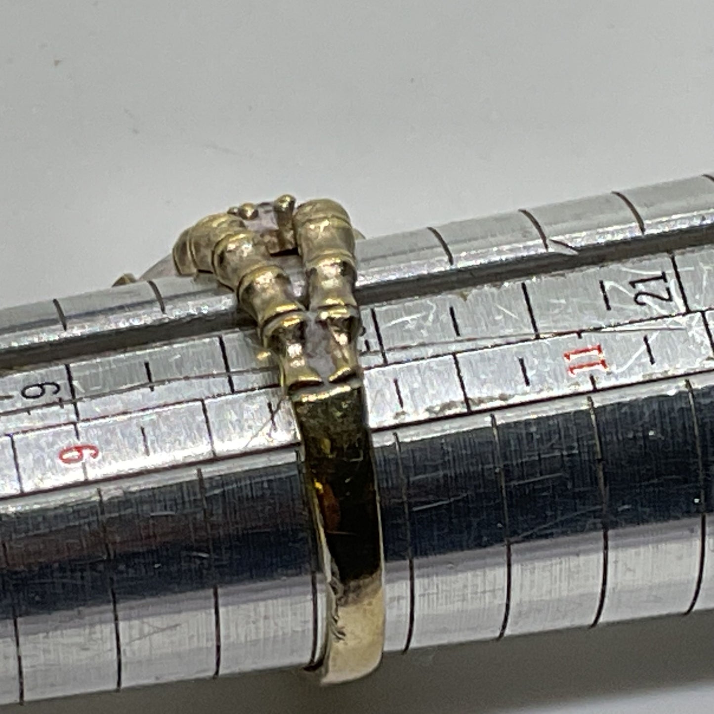 VTG. Sterling Silver Vermeil & Rhinestone SZ 10 Ring- 5.76g