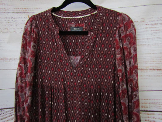 Maeve by Anthropologie Amber Women's Burgundy Tiered Tunic Dress Size XS