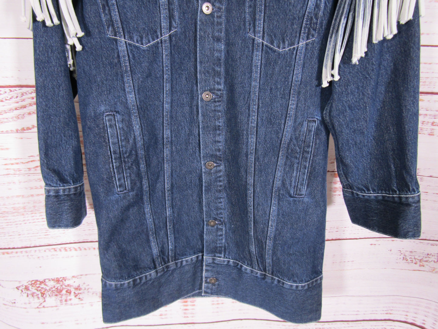 Levi's Women's Blue Oversized Rancher Fringe Jacket Size S