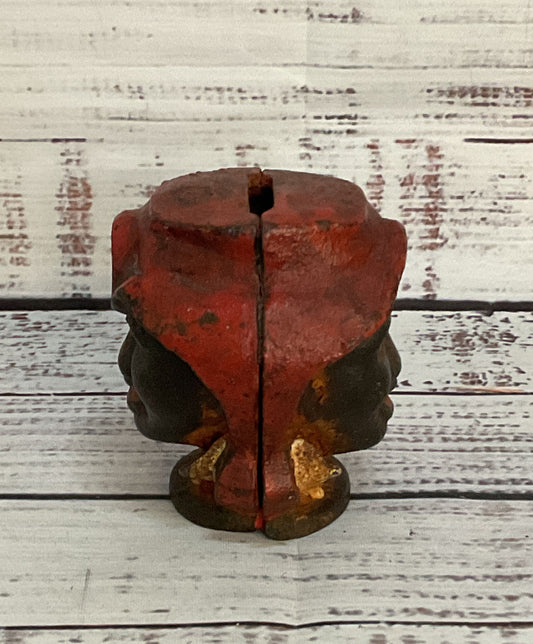 Vintage Double Face Cast Iron Piggy Bank