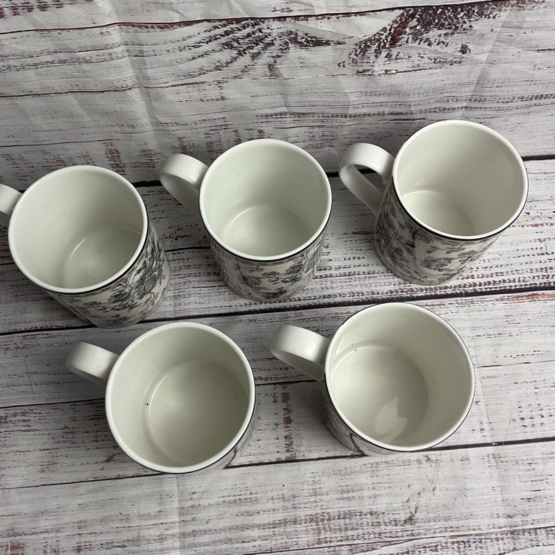 Vintage Royal Doulton Studio Provence Fruit Noir 5 Pc. White Mug Set