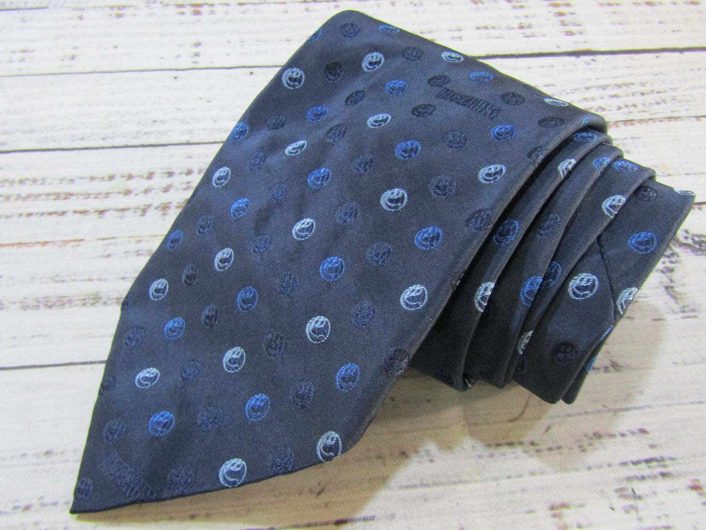 Moschino Men's Blue Bubbles Print Silk Tie Made in Italy