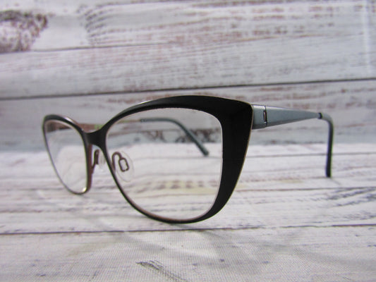 Bevel 3mm Above Women's Black Cat Eye Eyeglasses Frame Made in Japan
