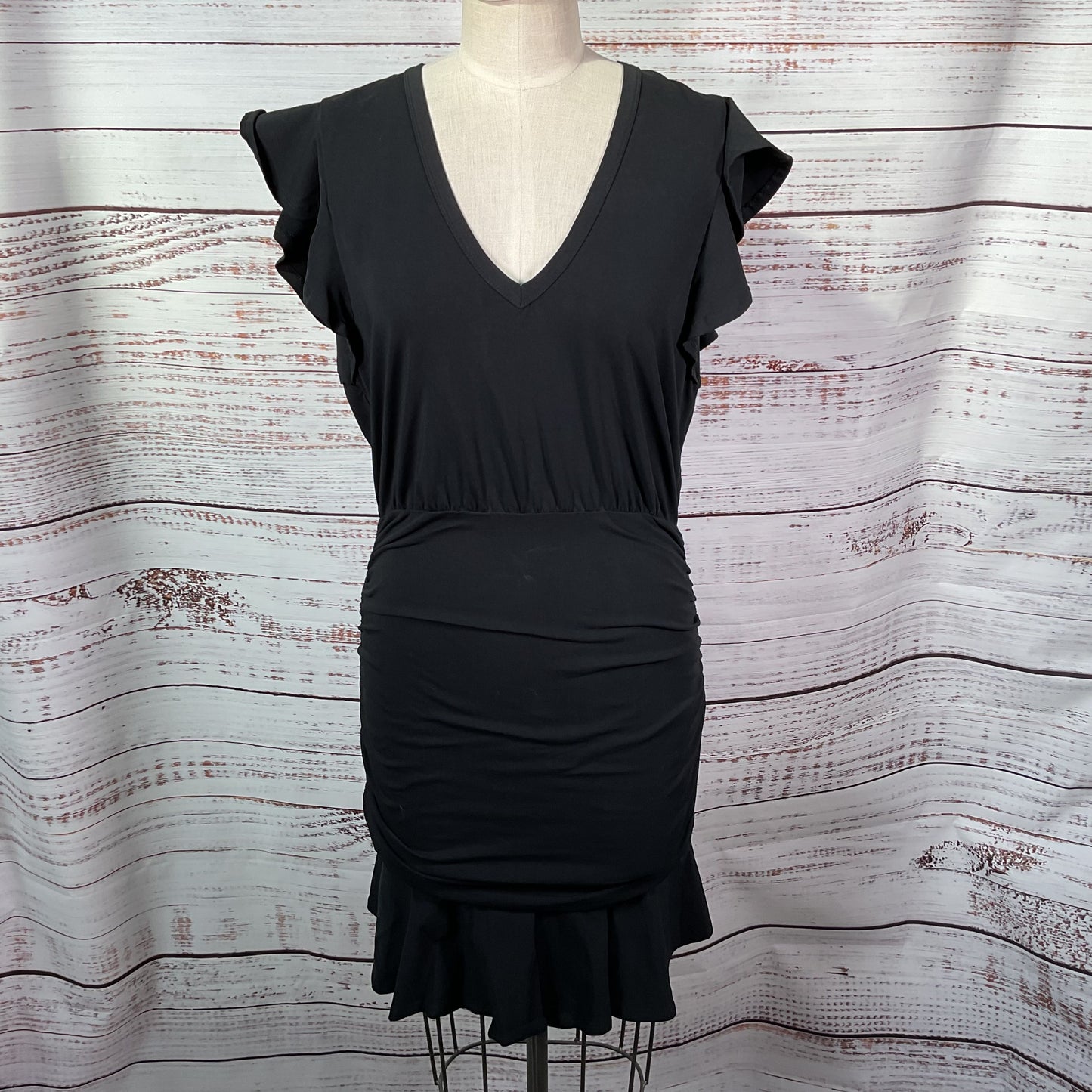 NWT VERONICA BEARD Jeans Lisette Women's Short Flutter Sleeves Ruched Dress SZ 4