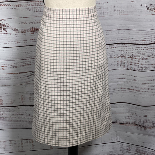 BLACK FLEECE X BROOKS BROS. Women's Wool Pink/Gray Plaid Back Pleated Skirt