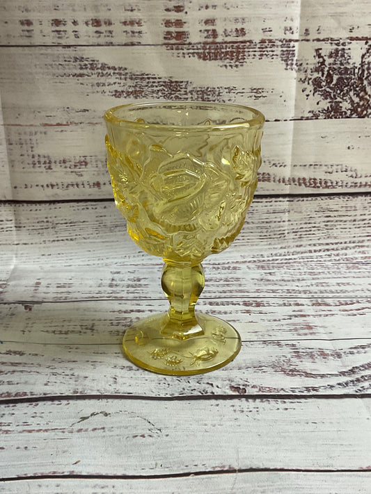 VintageMadonna Inn Yellow Glass Rose Wine Goblet