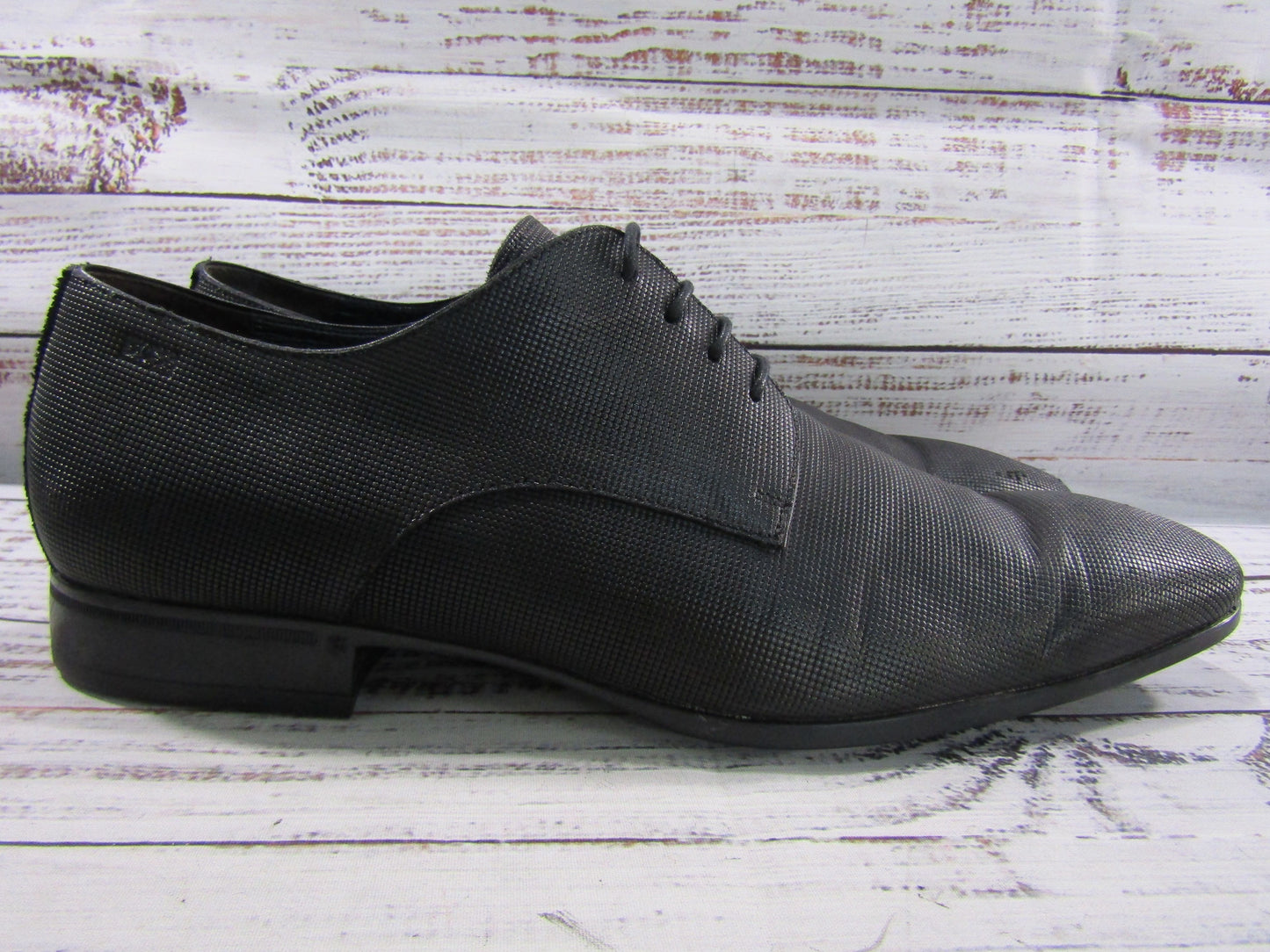 Hugo Boss Vareb Men's Textured Black Leather Oxfords Size 11