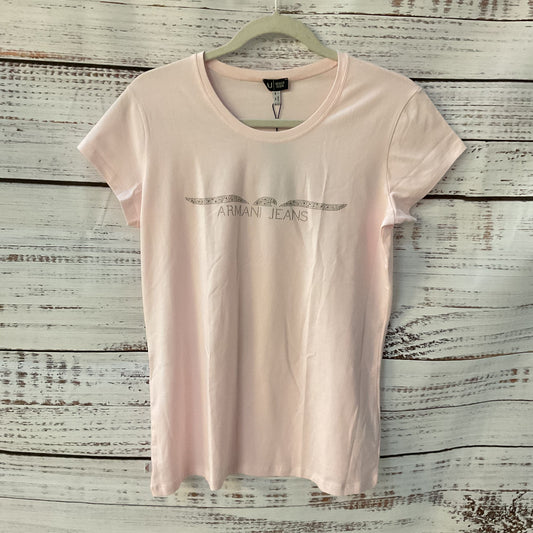 Armani Jeans Light Pink Rhinestone Logo T-shirt - Size 14 New W/ Tags