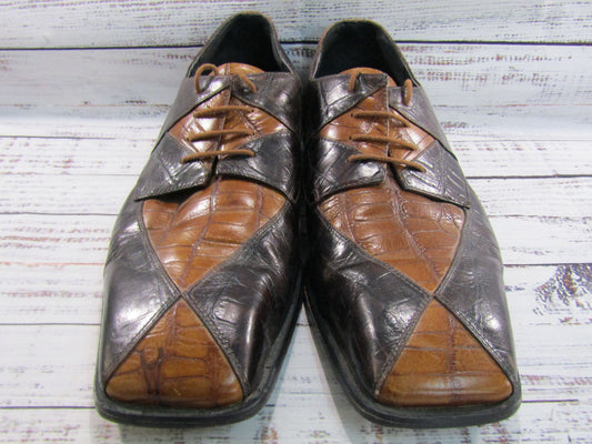 Giorgio Brutini Men's Brown Croc Embossed Oxford Shoes Size 12