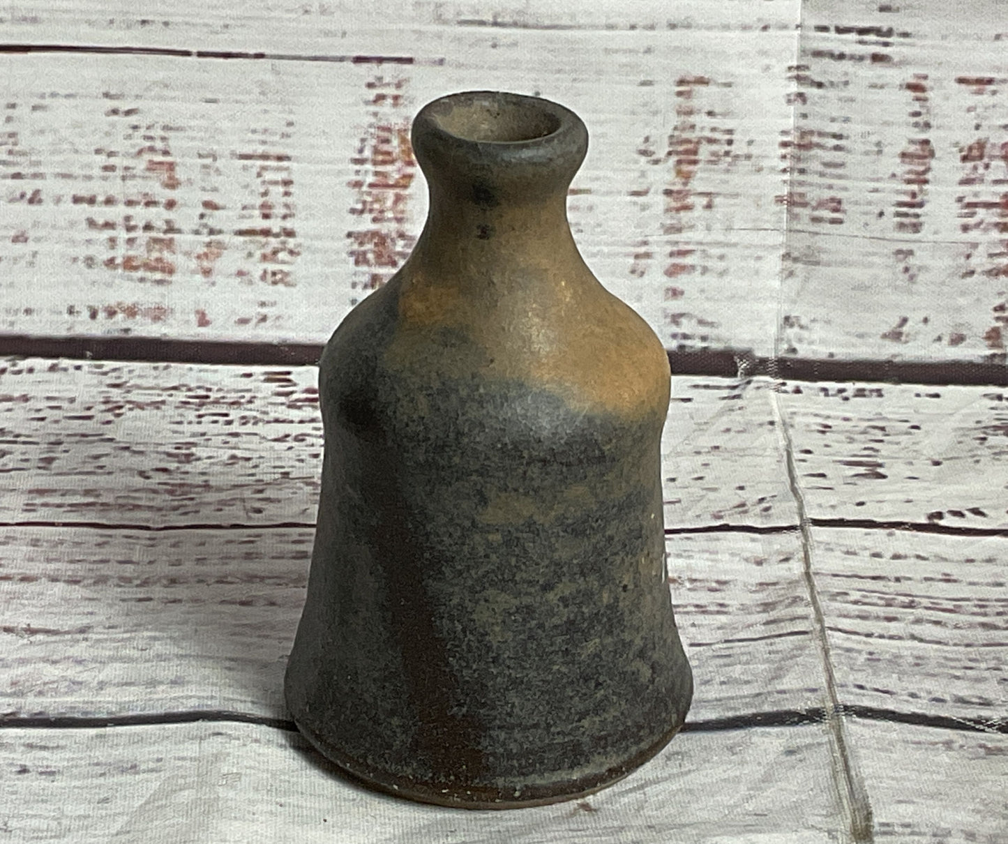 Vintage Handmade Set of 2 Small Bud Vases Dark Brown