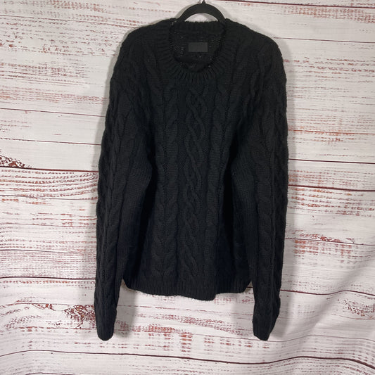 RTA Ethans Sweater Black Cable Knit Back Logo Embroidered Sweater - Size XL