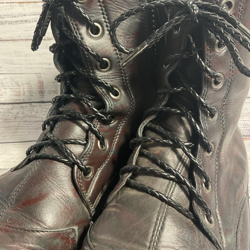 Verillas Weathered Black/Brown Leather Renaissance Fair Cosplay Combat Boot 10.5