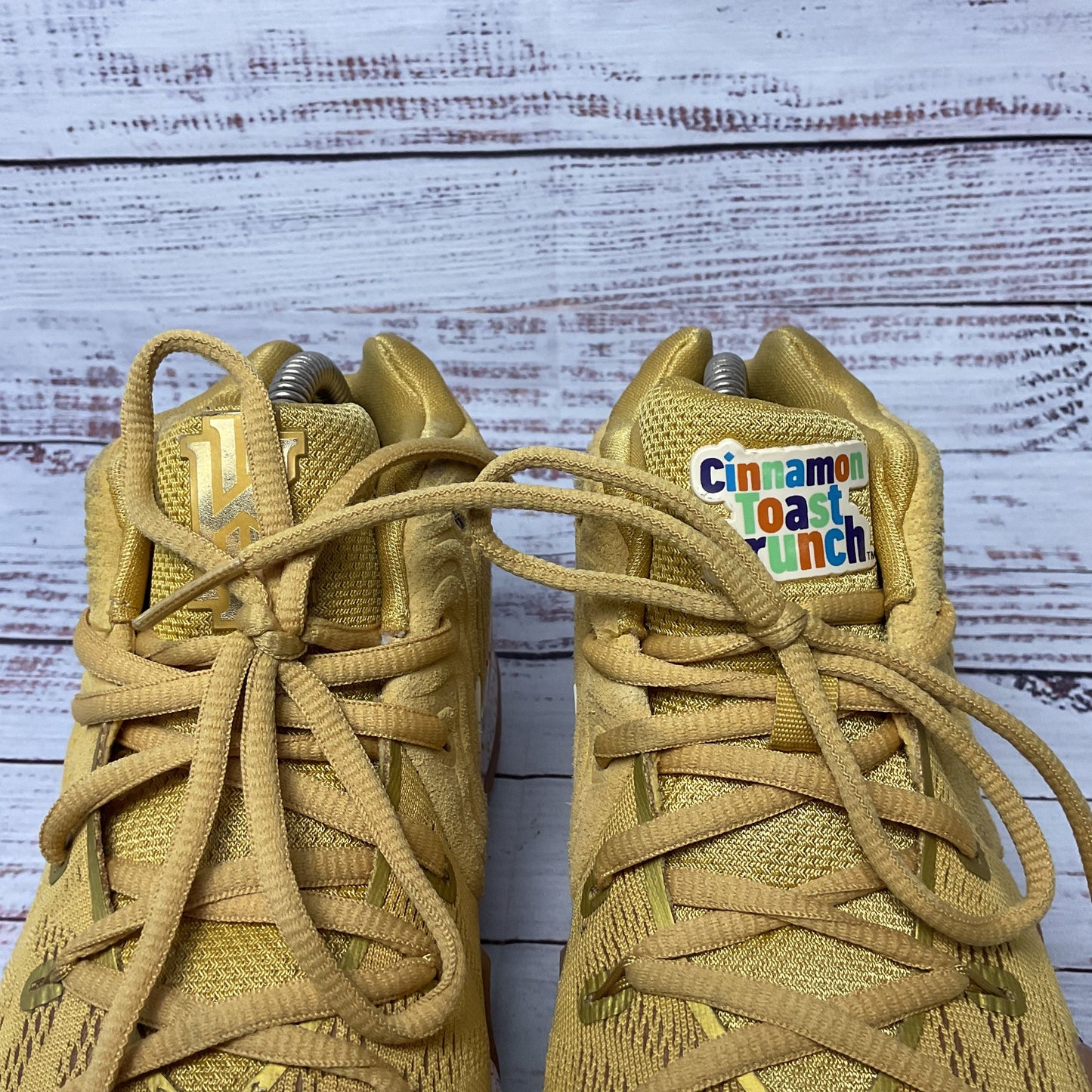 Nike Kyrie 4 Men's Cinnamon Toast Crunch Yellow Sneaker Athletic Shoe 6Y Youth