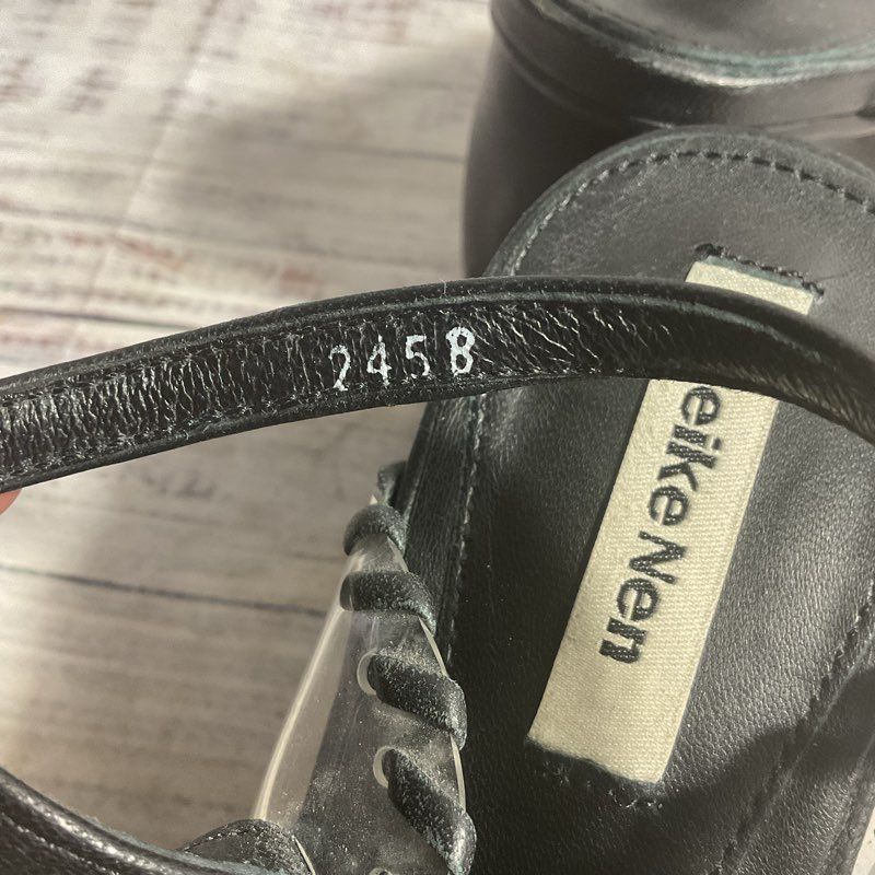 VTG. Reike Nen Transparent Black Leather Block Heel Shoe Women's Size 7